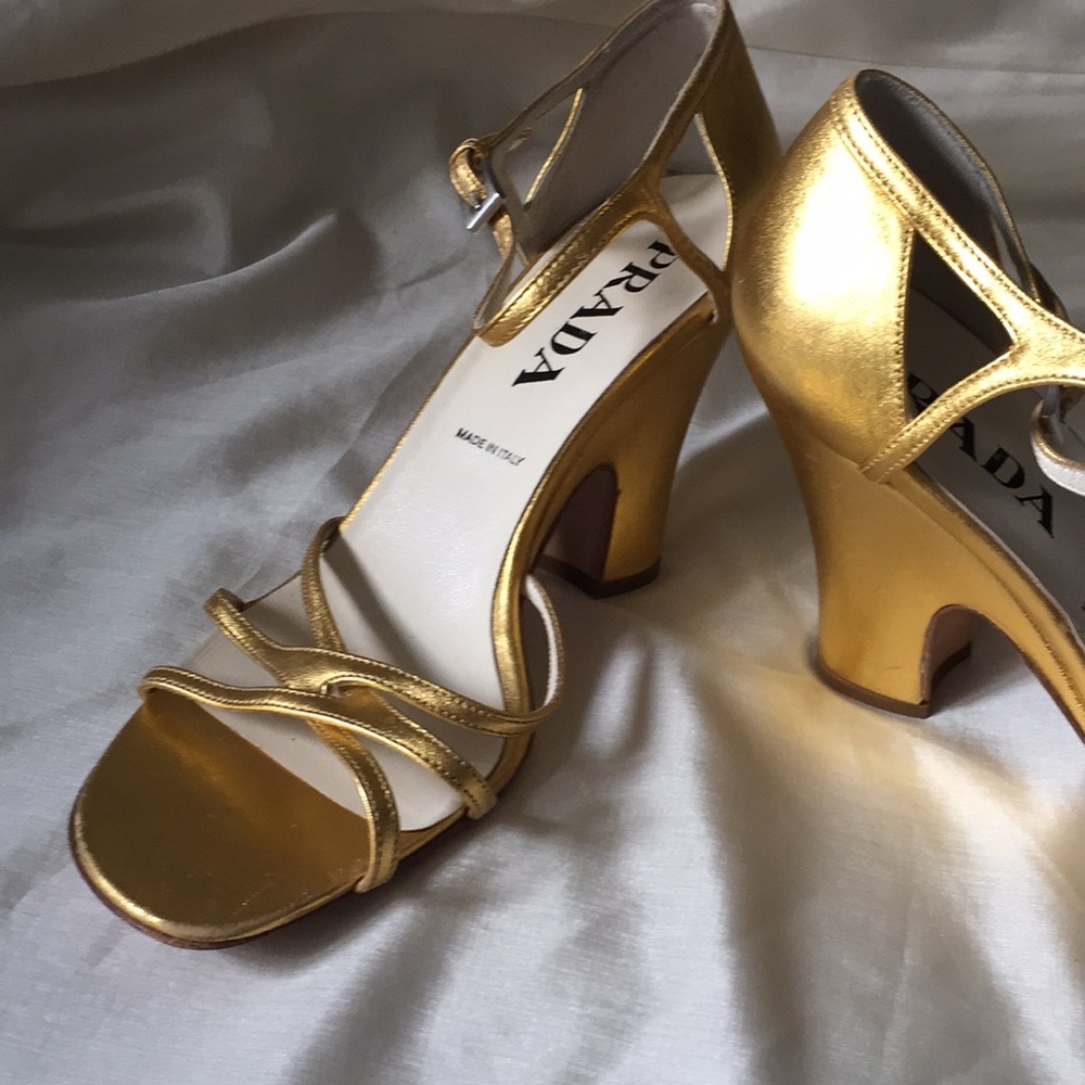PRADA gold heel sandals 39 AMAZING!!!
